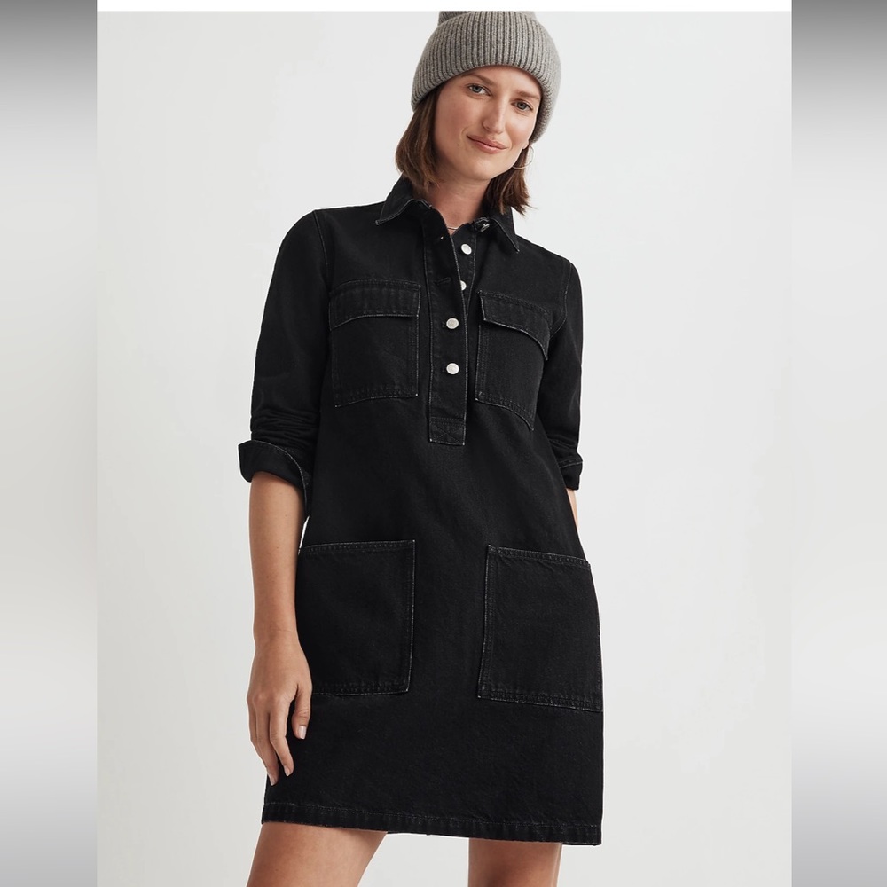 Madewell Denim Popover Mini Shirtdress